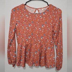 Willow Tree Rust Floral Long Sleeve Top